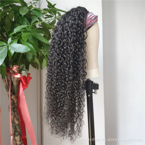 Virgin Brazilian Cuticle Aligned Hair Curly Headband Wig For Black Women Water Loose Deep Wave Half Headband Human Hair Wigs